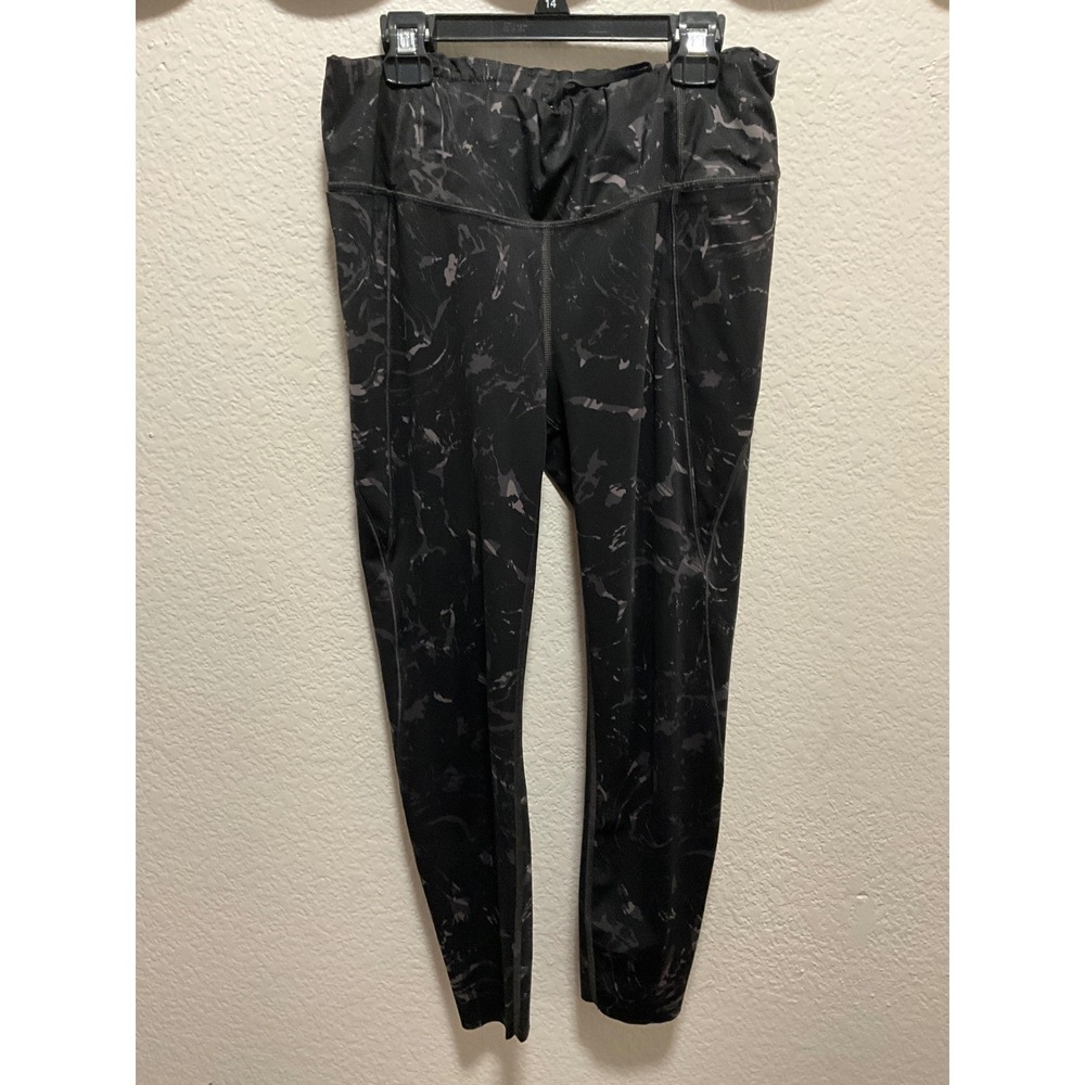 Athleta Black Marble Print High Waisted Leggings Size M